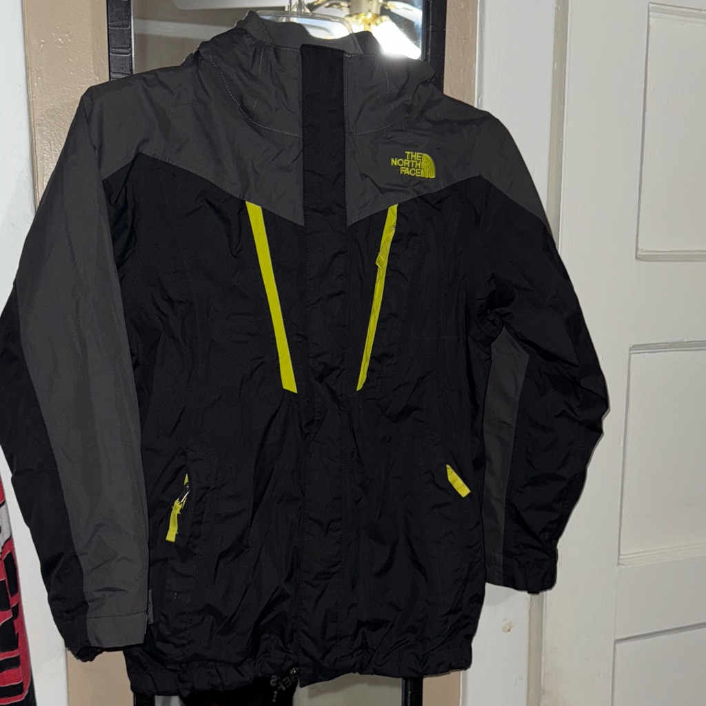 The North Face Kids Black And Bright Yellow Raincoat